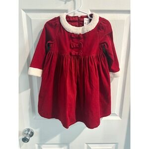 Gymboree Red‎ Corduroy Sherpa Trimmed Bow Dress Toddler Girls Size 2T Holiday